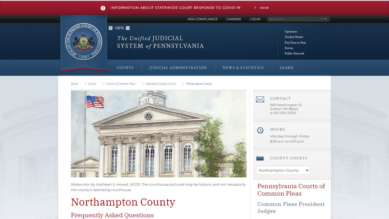 Northampton County | Individual County Courts - Judiciary of Pennsylvania